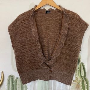 Vintage Acrylic Cardigan Tank w/ Ruffles